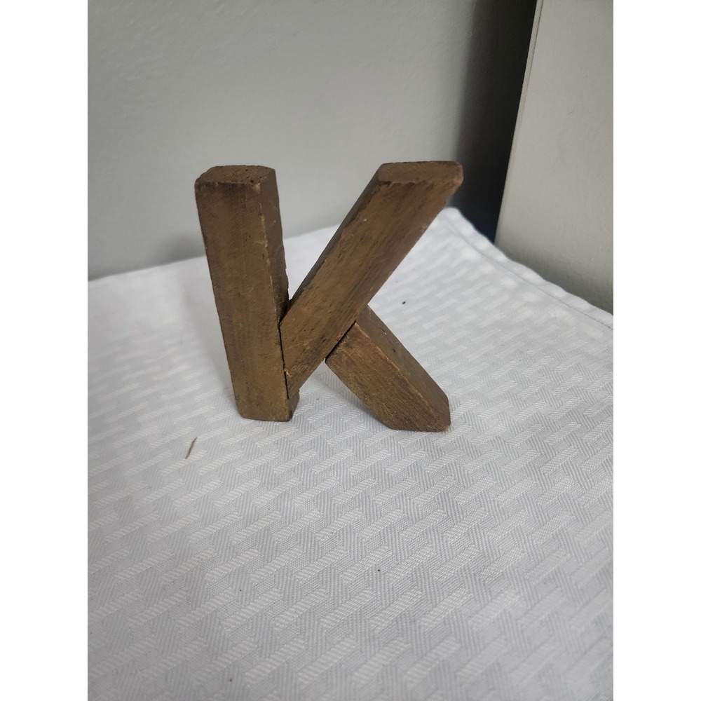 Rustic Wooden Block Letter K Freestanding Decorative Monogram Home Decor